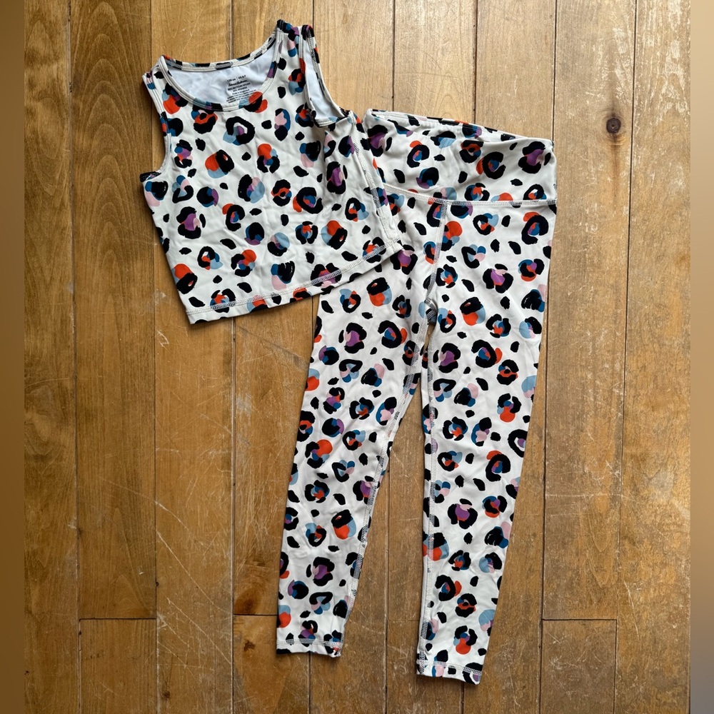 Hanna Andersson Girls Leopard Multicolor Athletic Set 6-7 Years